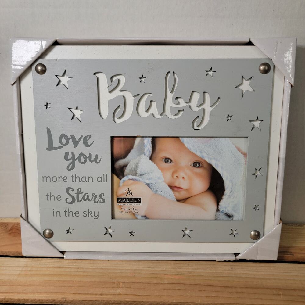 Malden 4x6 Baby Photo Frame w/ Cutout Stars and Inscribed Message - NEW